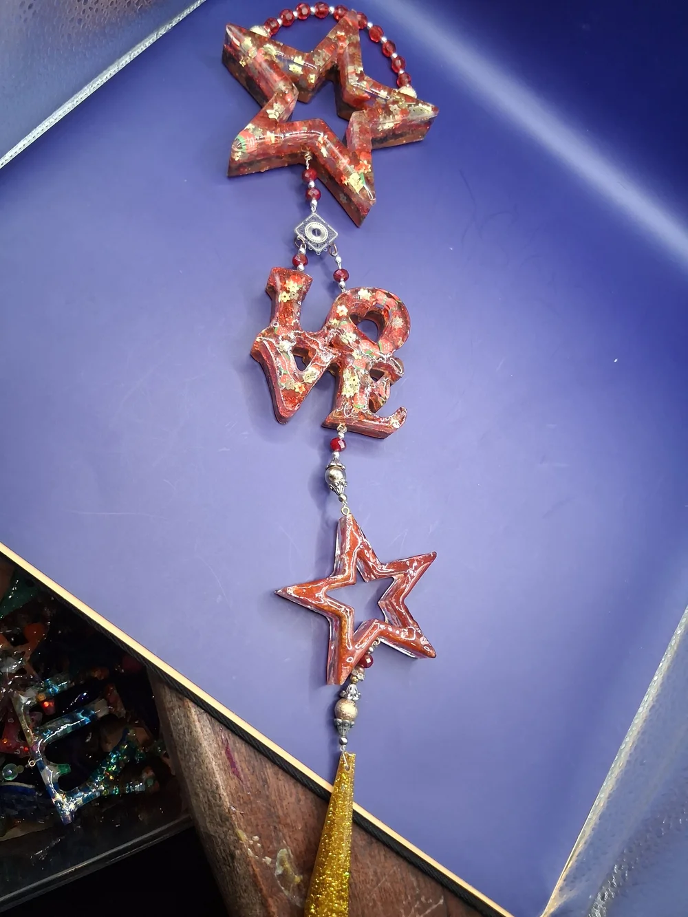 Red Glitter Star Hanging Ornament